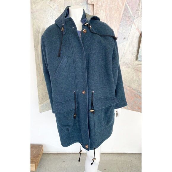 Loden for Wenger Austria Coat Wool Mohair Blue Womens 38 / US Large / XL